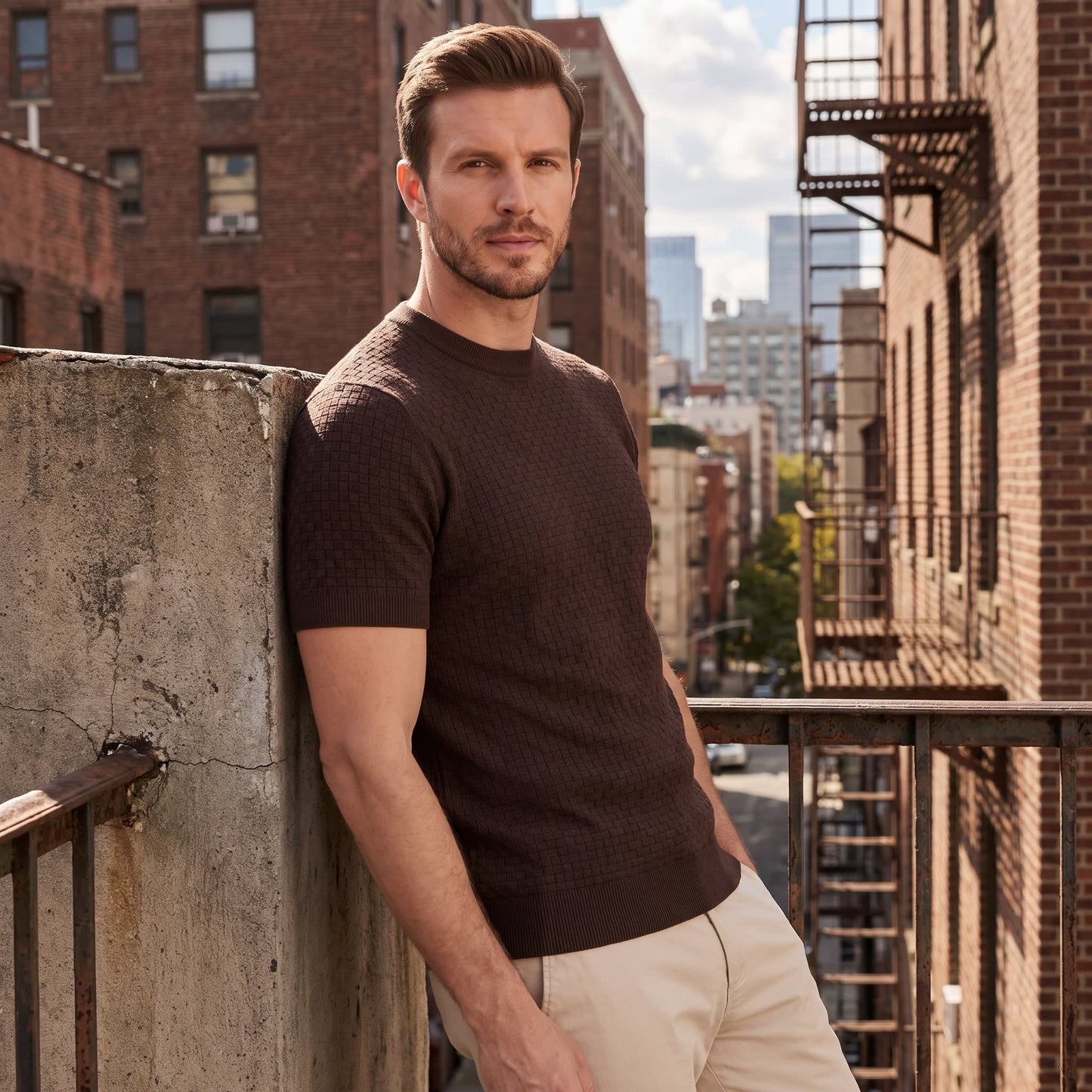 Herren Strickshirt mit Korbgeflecht-Struktur | Reinhard_24