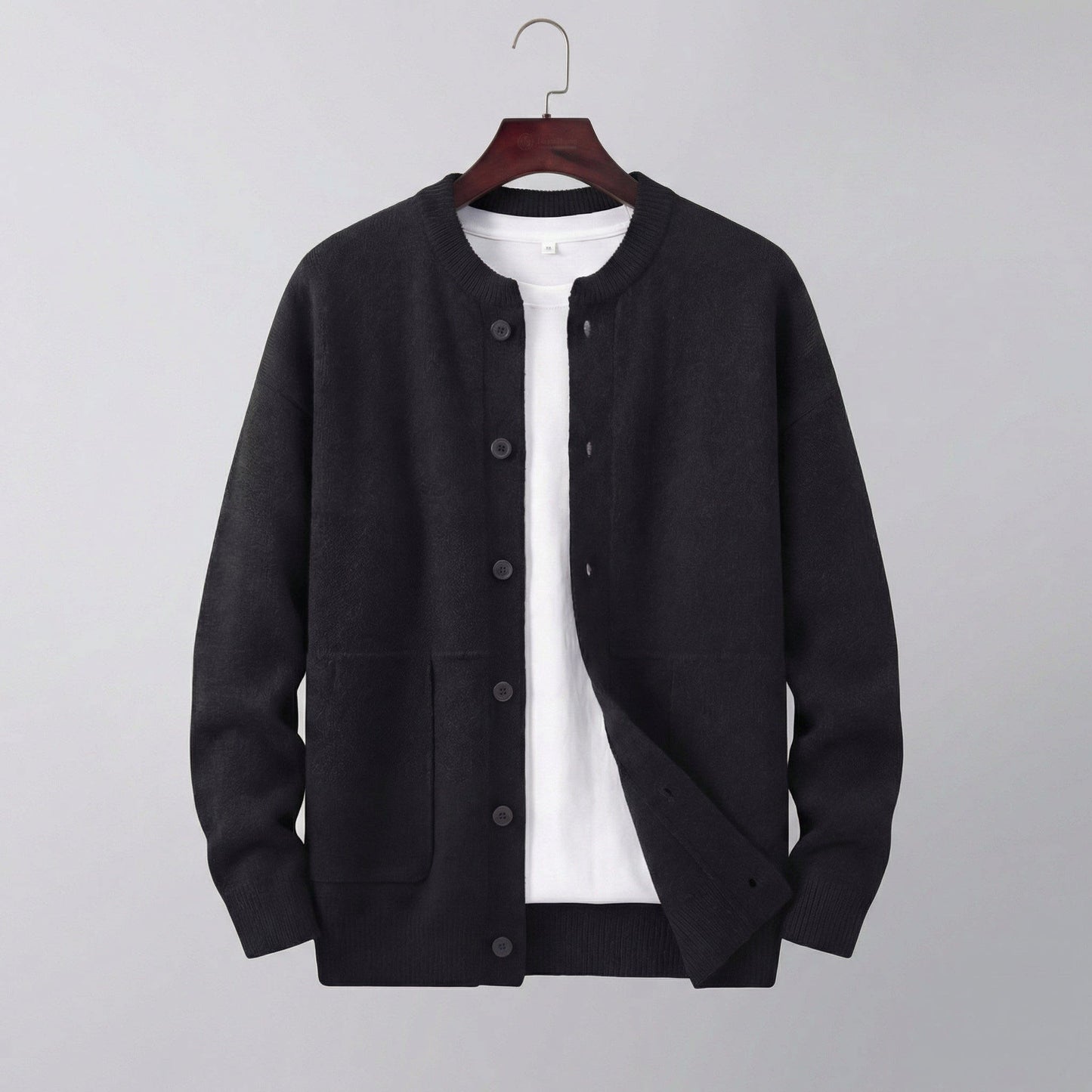Herren Strickjacke mit Knopfleiste und Rundhals | Dietmar_6
