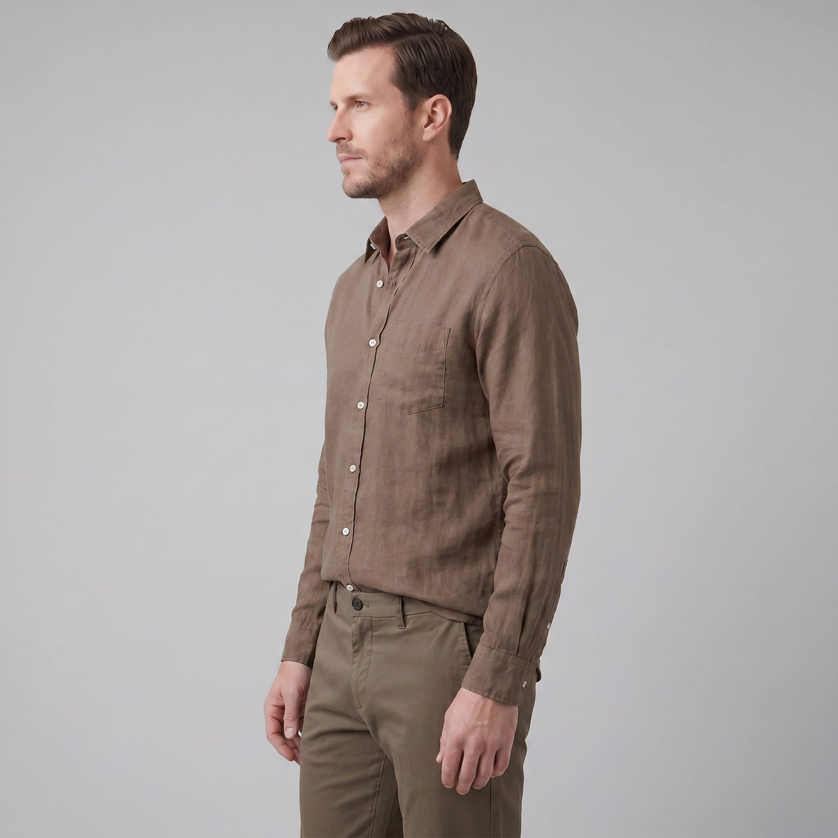 Herren Leinenhemd Button-Down mit Brusttasche | Hartmut_18