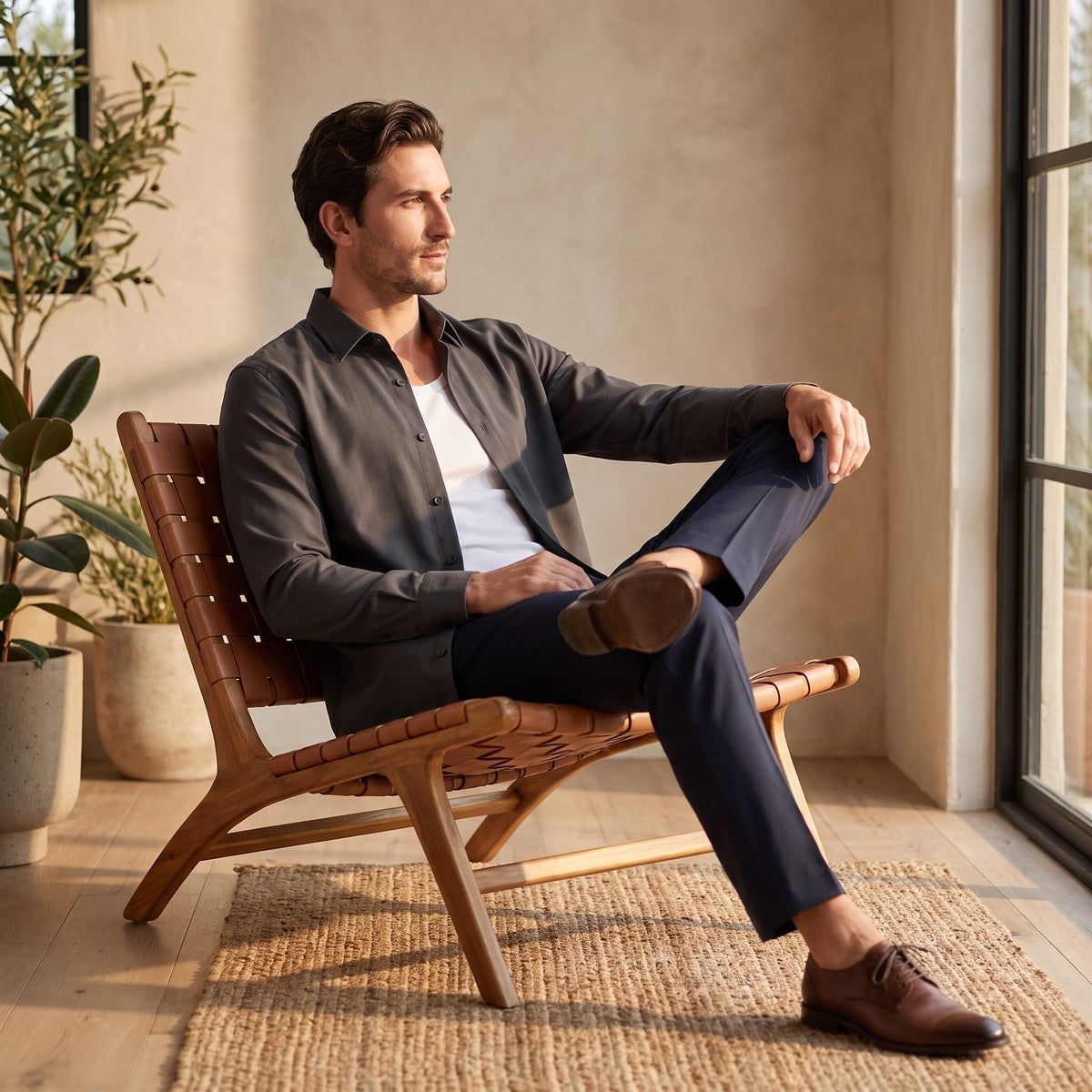Herren Viskosehemd Overshirt mit Kentkragen | Detlef_24