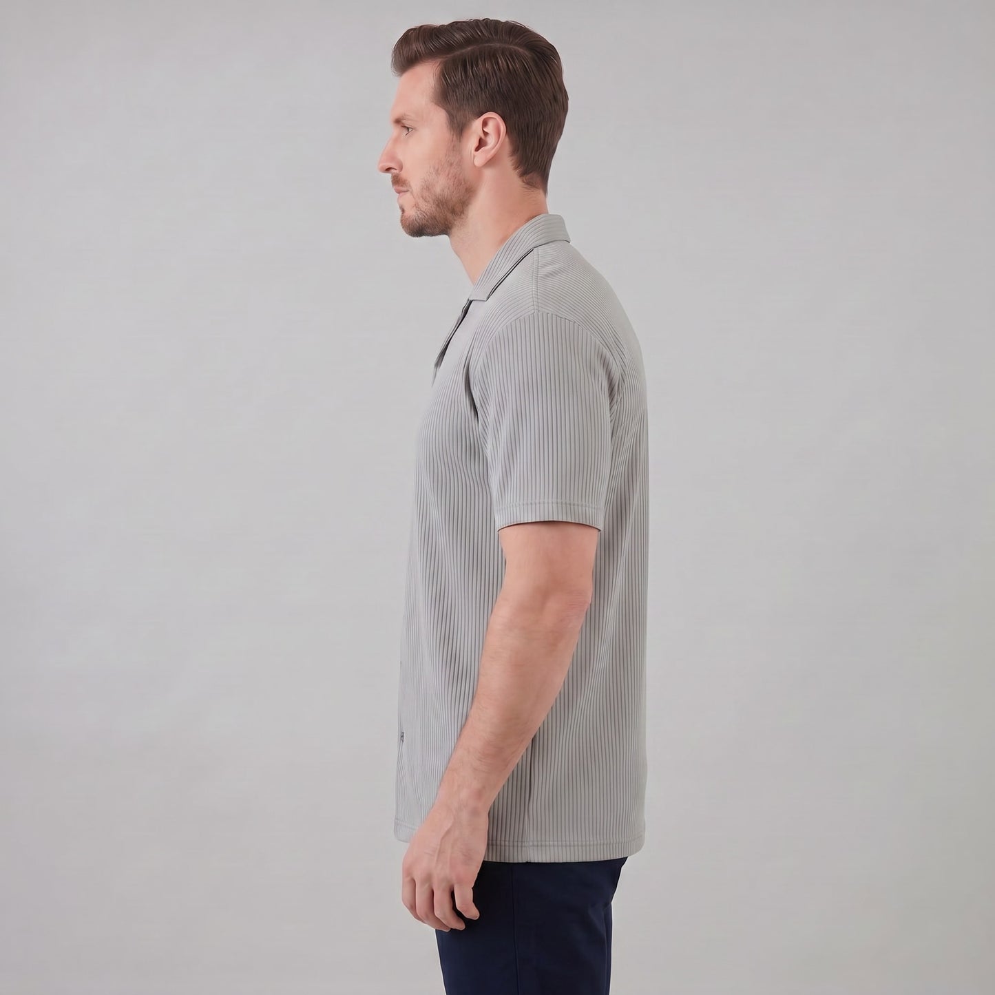 Herren Rippstrickhemd mit Kubakragen | Jakob_19