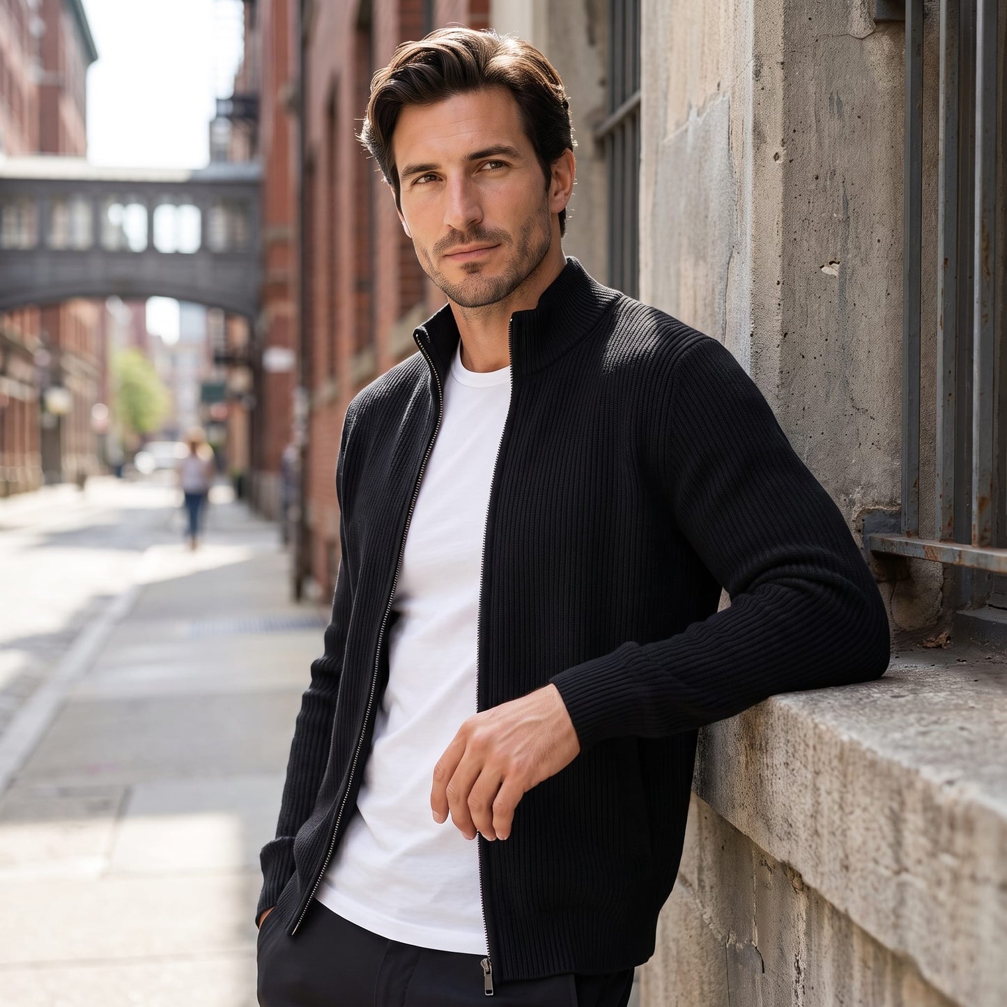 Herren Wollstrickjacke mit Reißverschluss | Stephan_24