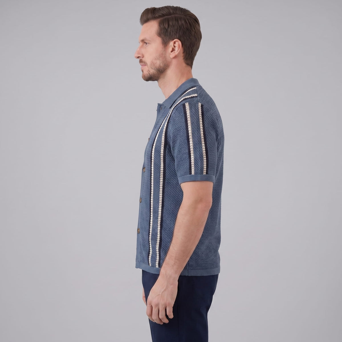 Herren Strickhemd mit Streifen | Justus_10