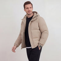Herren Steppjacke mit Kapuze Beige | Balthasar