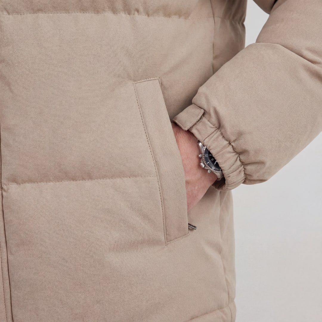 Herren Steppjacke mit Kapuze Beige | Balthasar_5