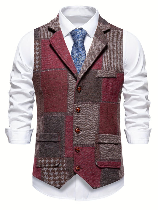 Herren Anzugweste Patchwork Fischgrat | Werner_1