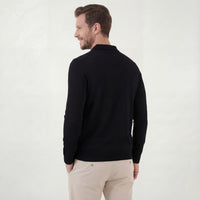 Herren Strickpoloshirt Langarm Schwarz | Kurt
