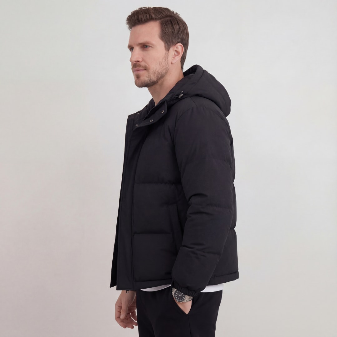Herren Steppjacke mit Kapuze Schwarz | Bartholomäus_2
