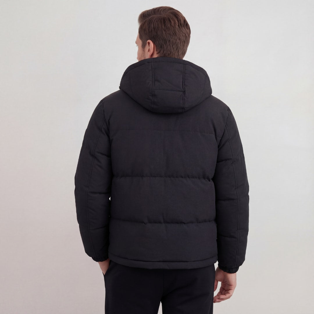 Herren Steppjacke mit Kapuze Schwarz | Bartholomäus_3