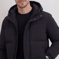 Herren Steppjacke mit Kapuze Schwarz | Bartholomäus