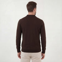 Herren Strickpoloshirt Langarm Dunkelbraun | Lars