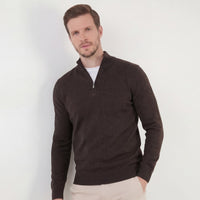 Herren Strickpullover Braun mit Stehkragen | Ingbert