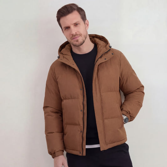 Herren Steppjacke mit Kapuze Braun | Bastian_1