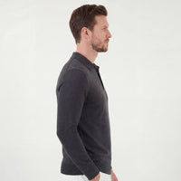 Herren Strickpoloshirt Langarm Anthrazit | Eckhard