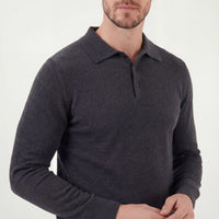 Herren Strickpoloshirt Langarm Anthrazit | Eckhard