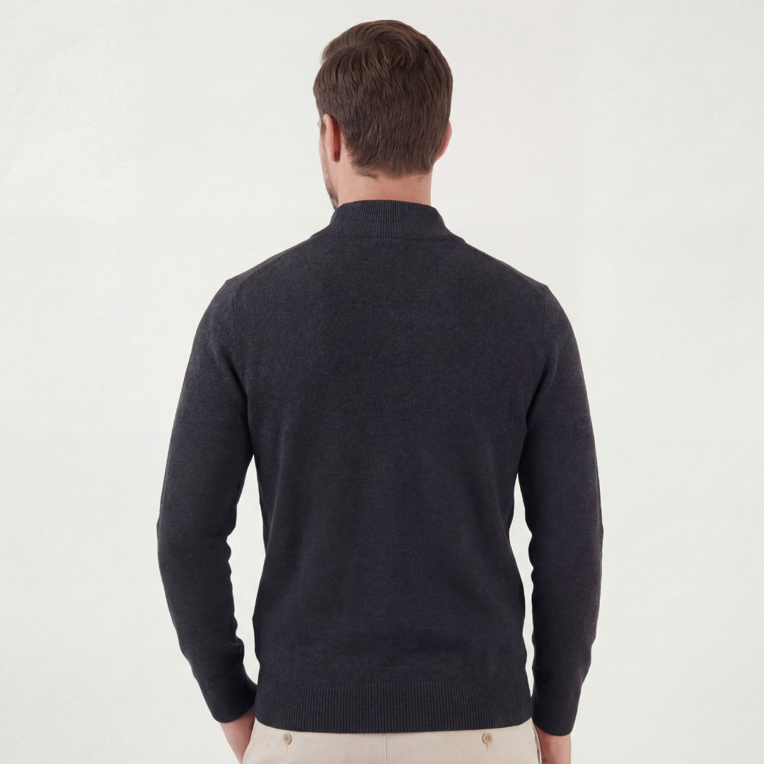 Herren Strickpullover Anthrazit mit Stehkragen | Jannik_3