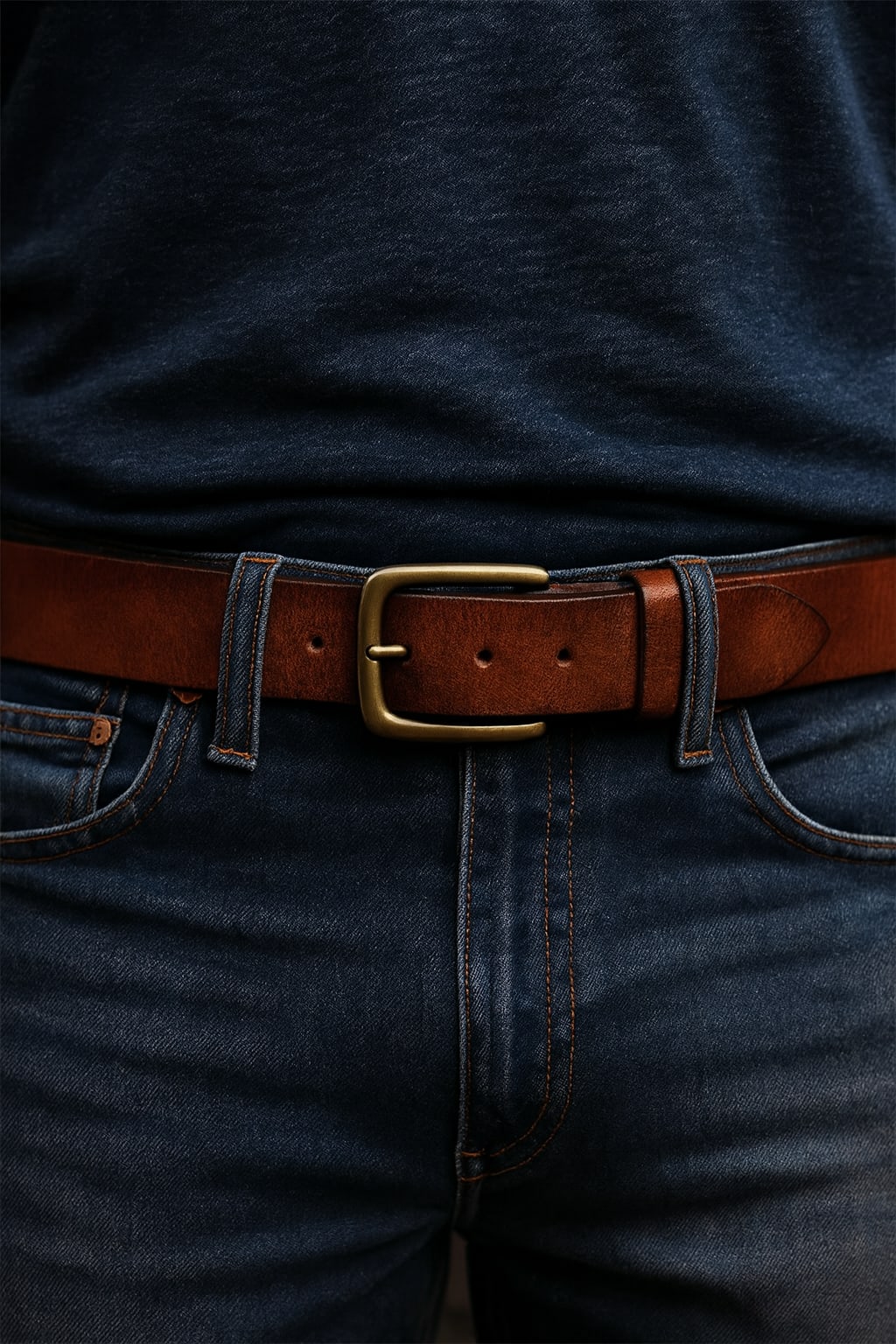 Herren Ledergürtel mit Messingschnalle | Damian_8