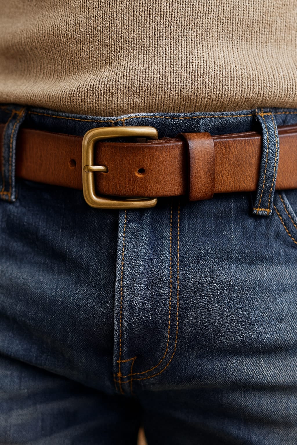 Herren Ledergürtel mit Messingschnalle | Damian_9