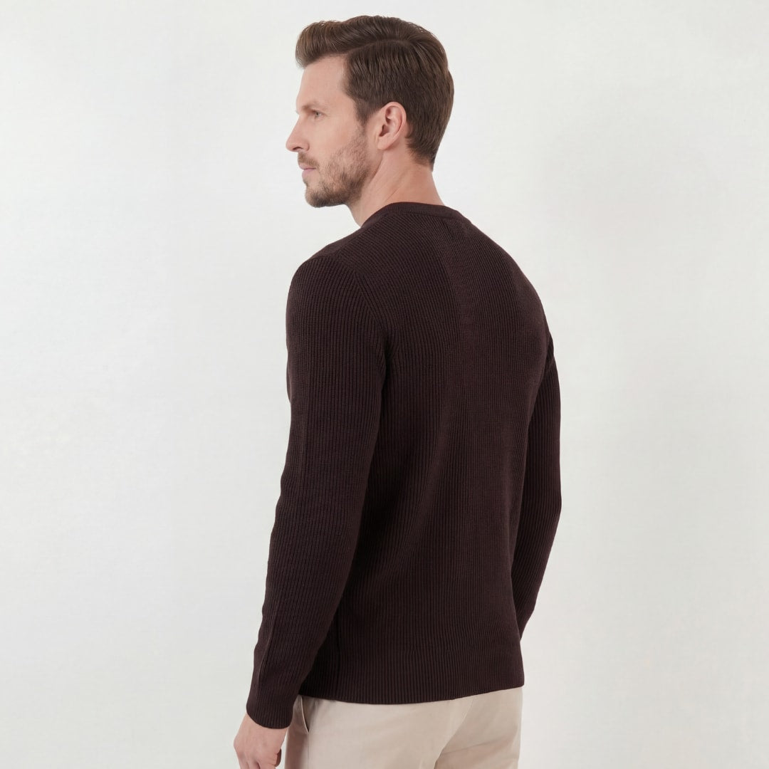 Herren Rippstrickpullover mit Rundhalsausschnitt | Rudi_2