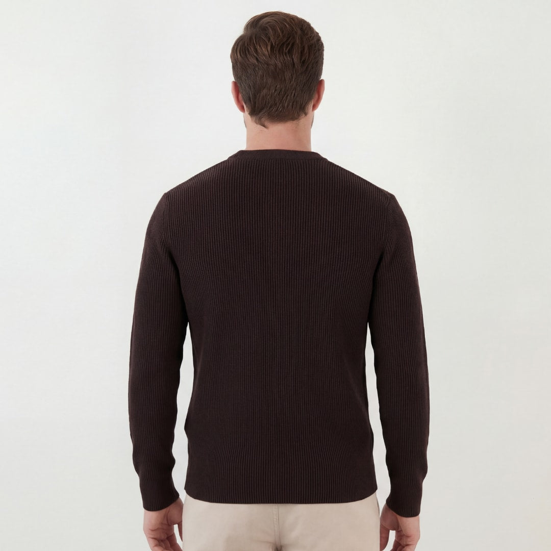 Herren Rippstrickpullover mit Rundhalsausschnitt | Rudi
