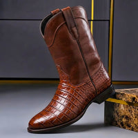 Herren Lederstiefel mit Krokoprägung | Bernd