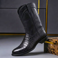 Herren Lederstiefel mit Krokoprägung | Bernd