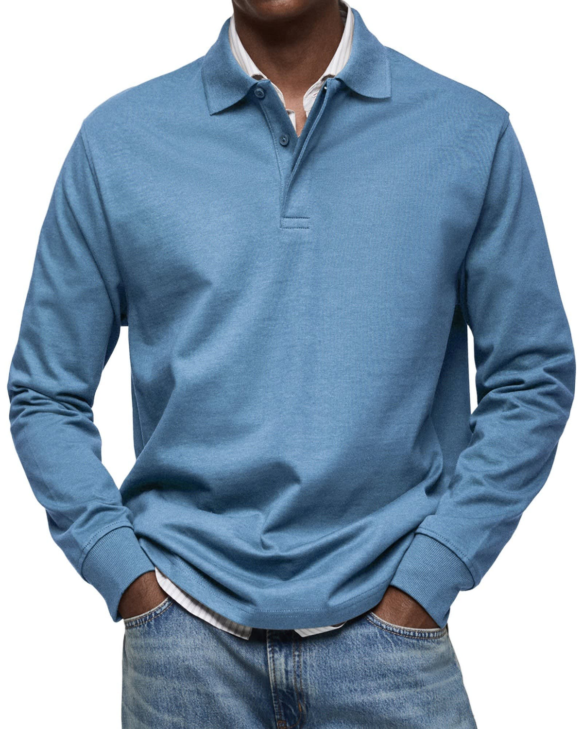 Herren Poloshirt Langarm mit Knopfleiste | Fynn