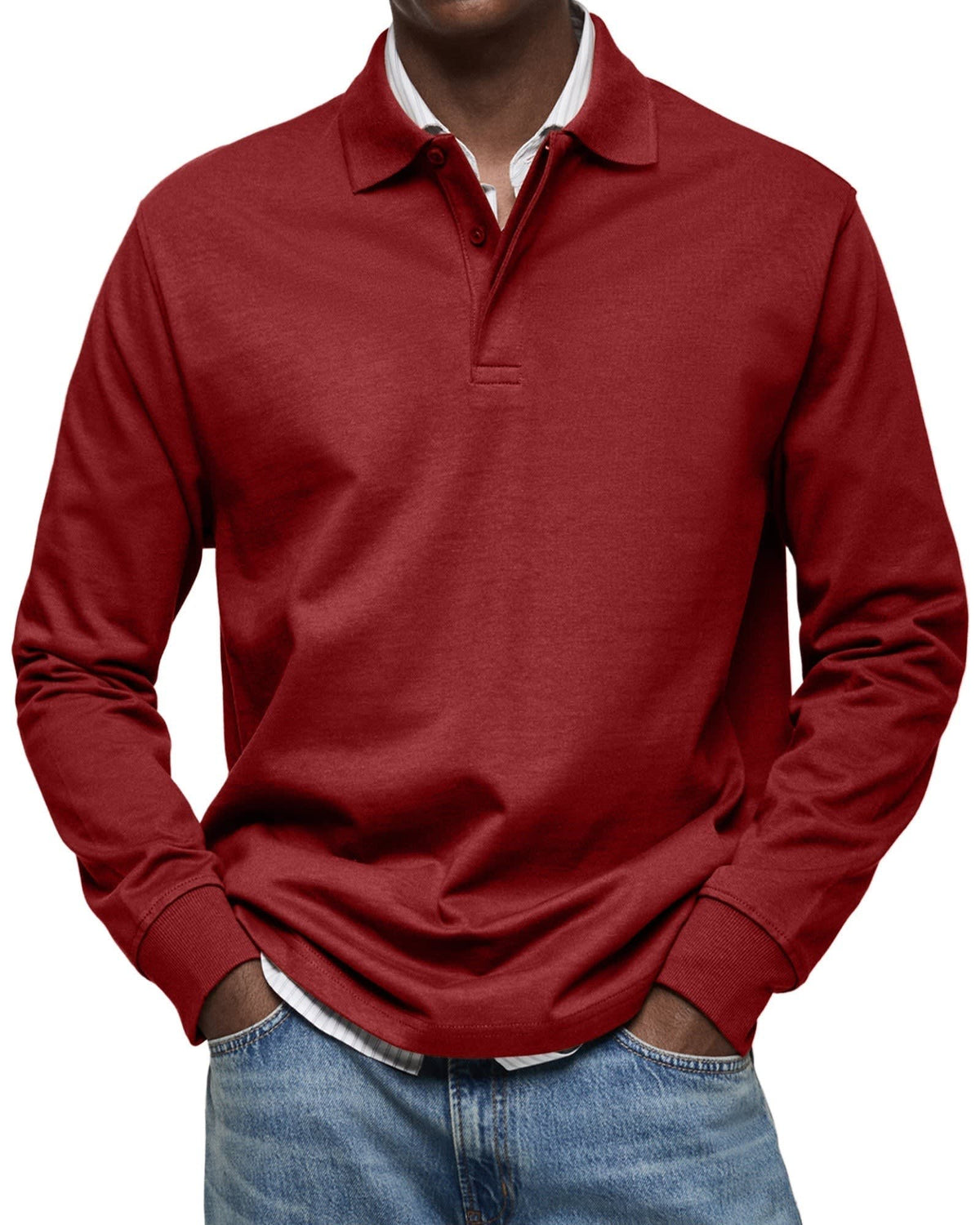 Herren Poloshirt Langarm mit Knopfleiste | Fynn