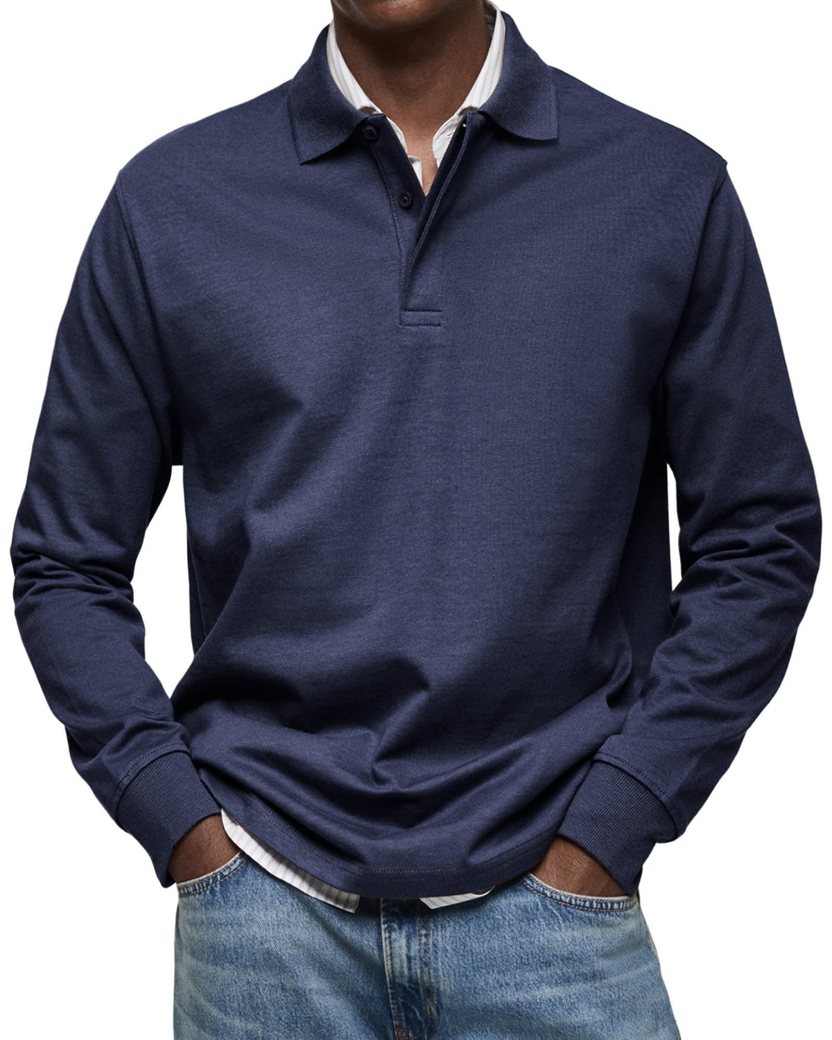 Herren Poloshirt Langarm mit Knopfleiste | Fynn