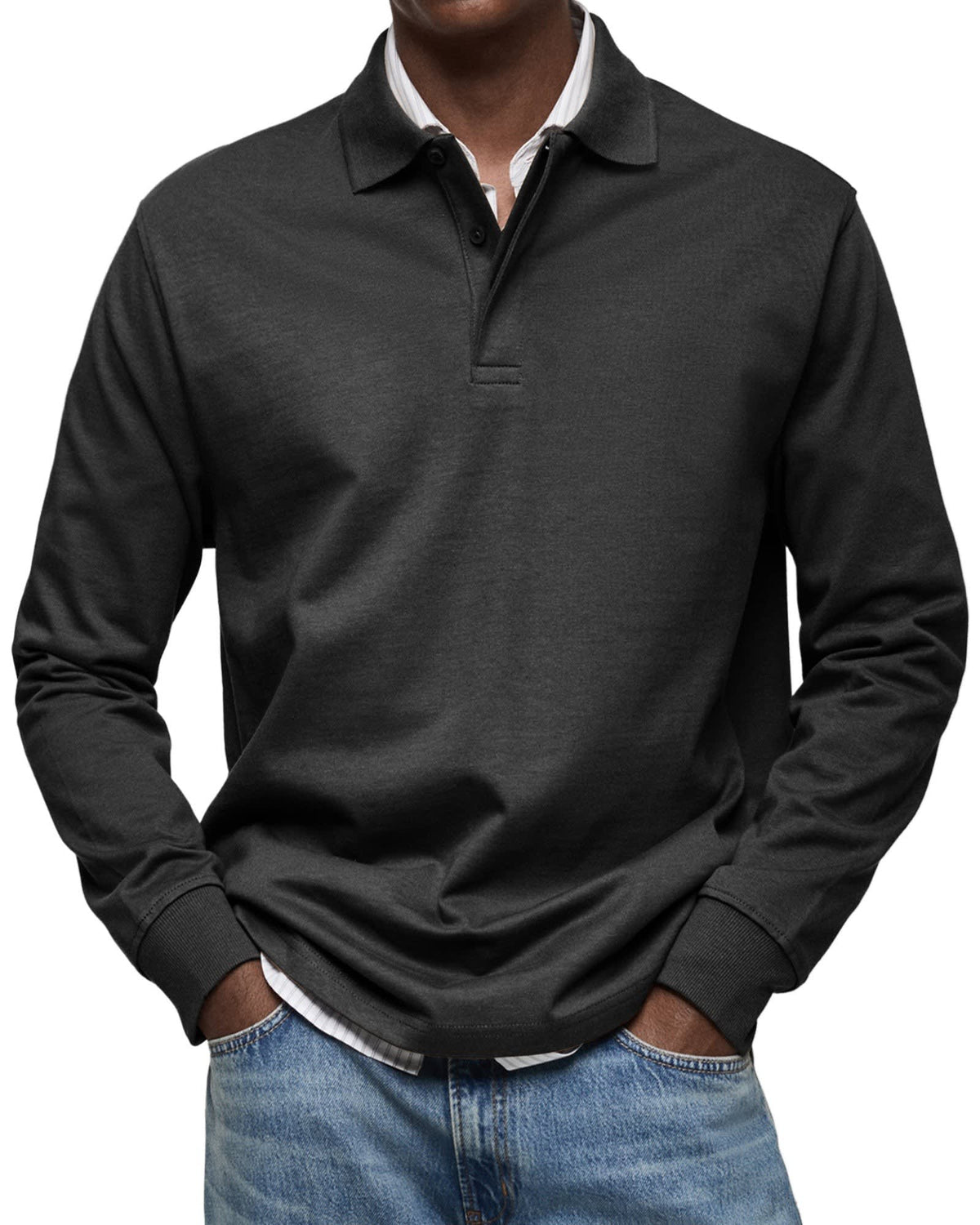 Herren Poloshirt Langarm mit Knopfleiste | Fynn_3
