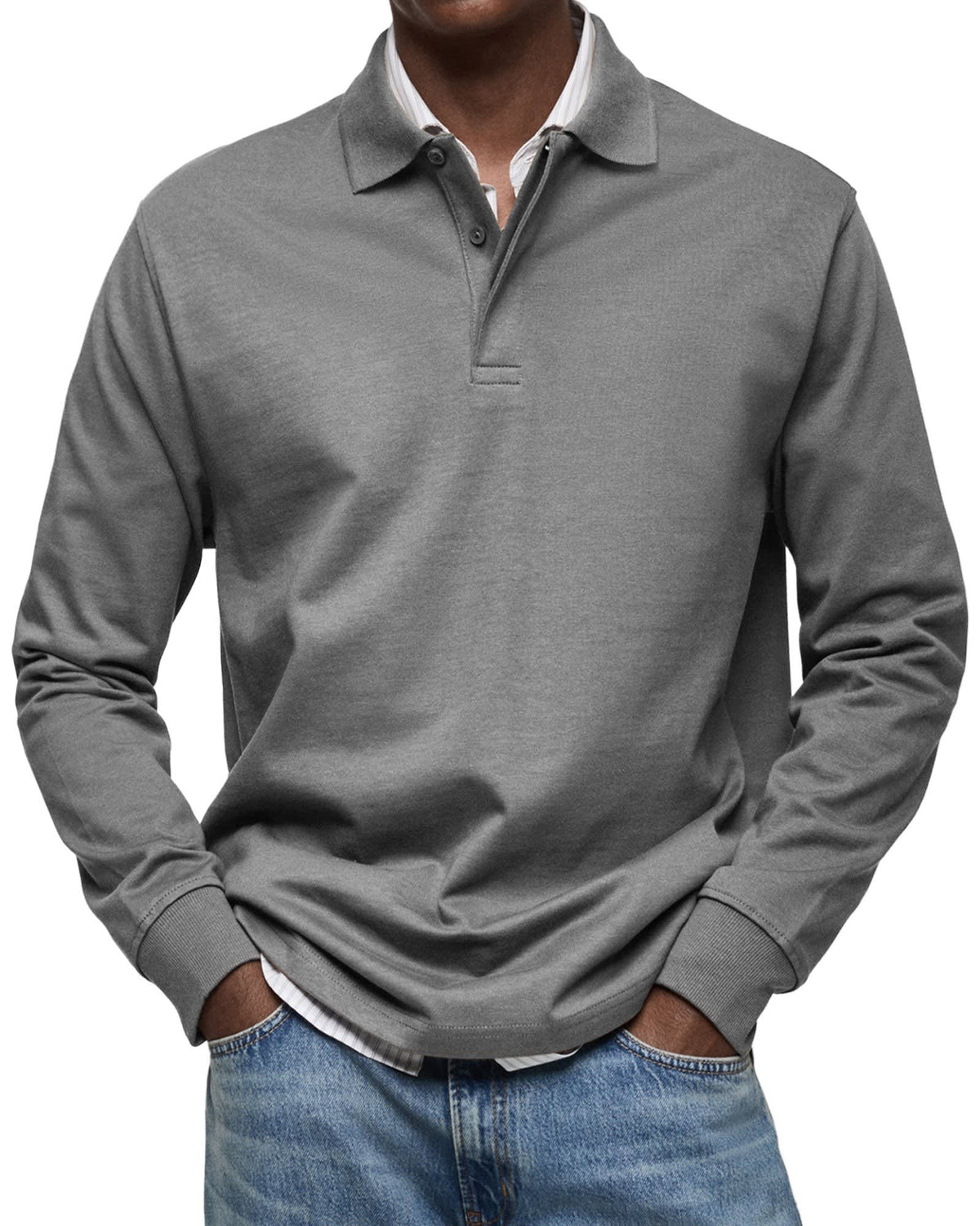 Herren Poloshirt Langarm mit Knopfleiste | Fynn
