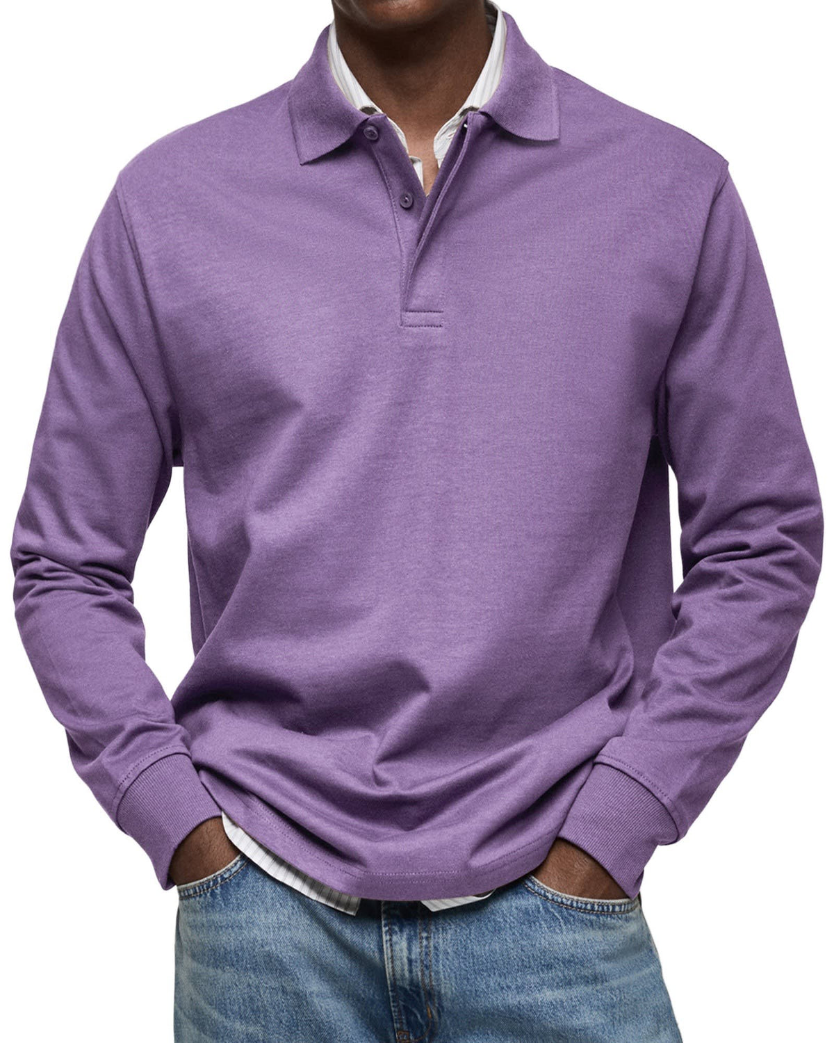 Herren Poloshirt Langarm mit Knopfleiste | Fynn_8