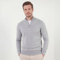 Herren Strickpullover Grau Meliert mit Stehkragen | Jobst