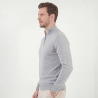 Herren Strickpullover Grau Meliert mit Stehkragen | Jobst