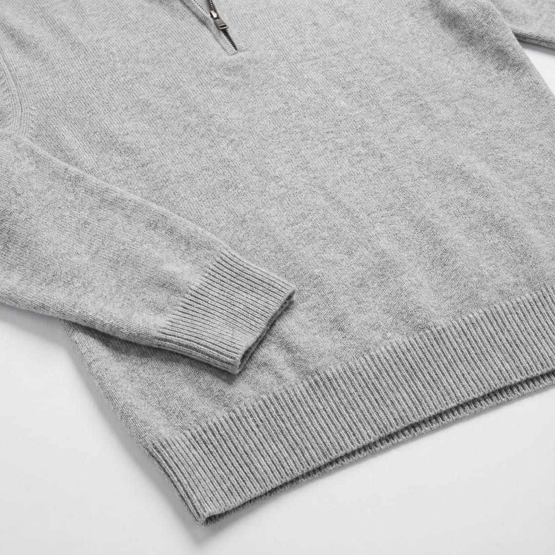 Herren Strickpullover Grau Meliert mit Stehkragen | Jobst