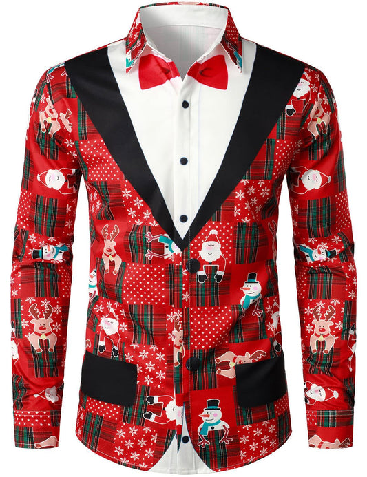 Herren Weihnachtshemd Langarm mit Smoking-Optik | Carsten_1