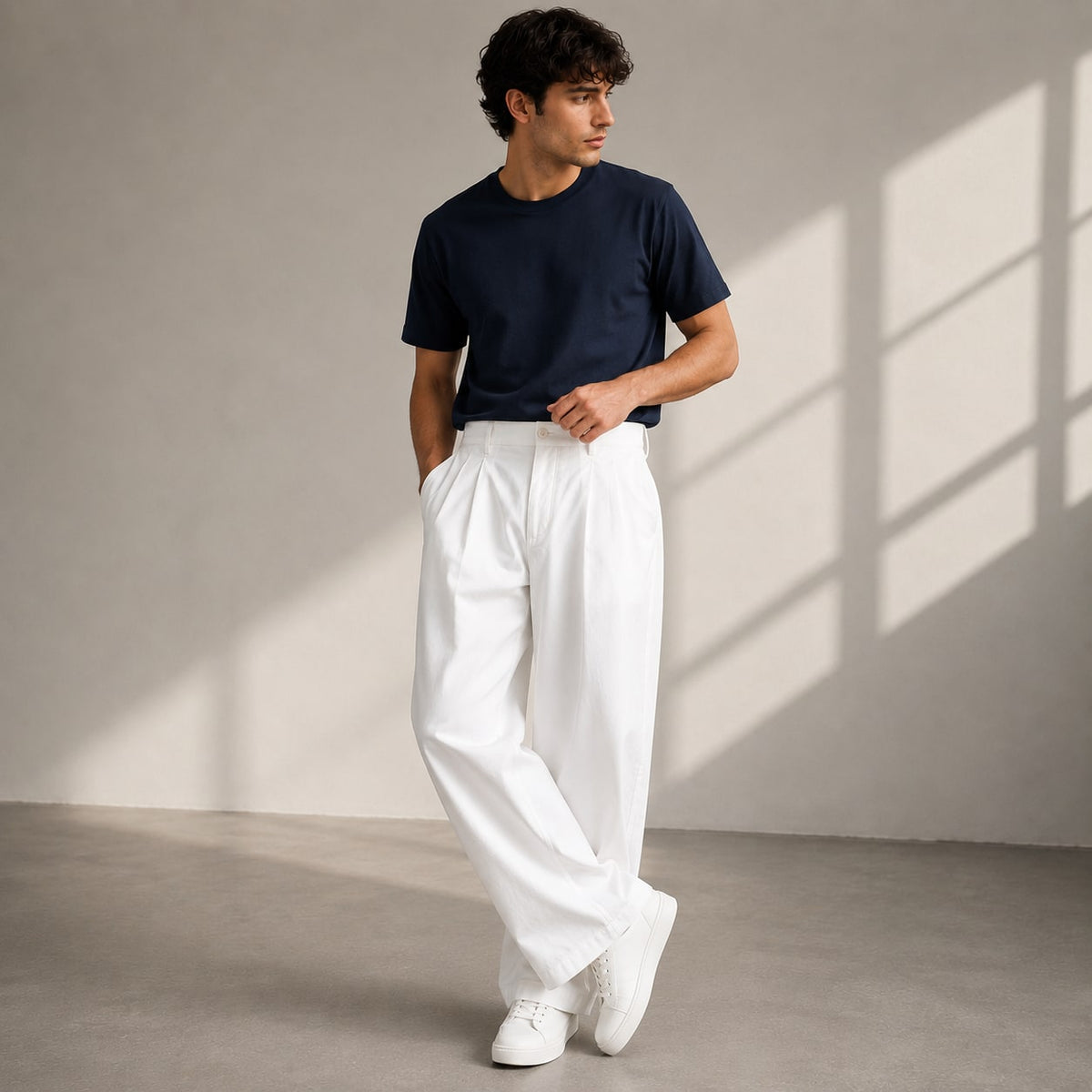 Herren Wide-Leg-Hose mit Bundfalten | Mika_1
