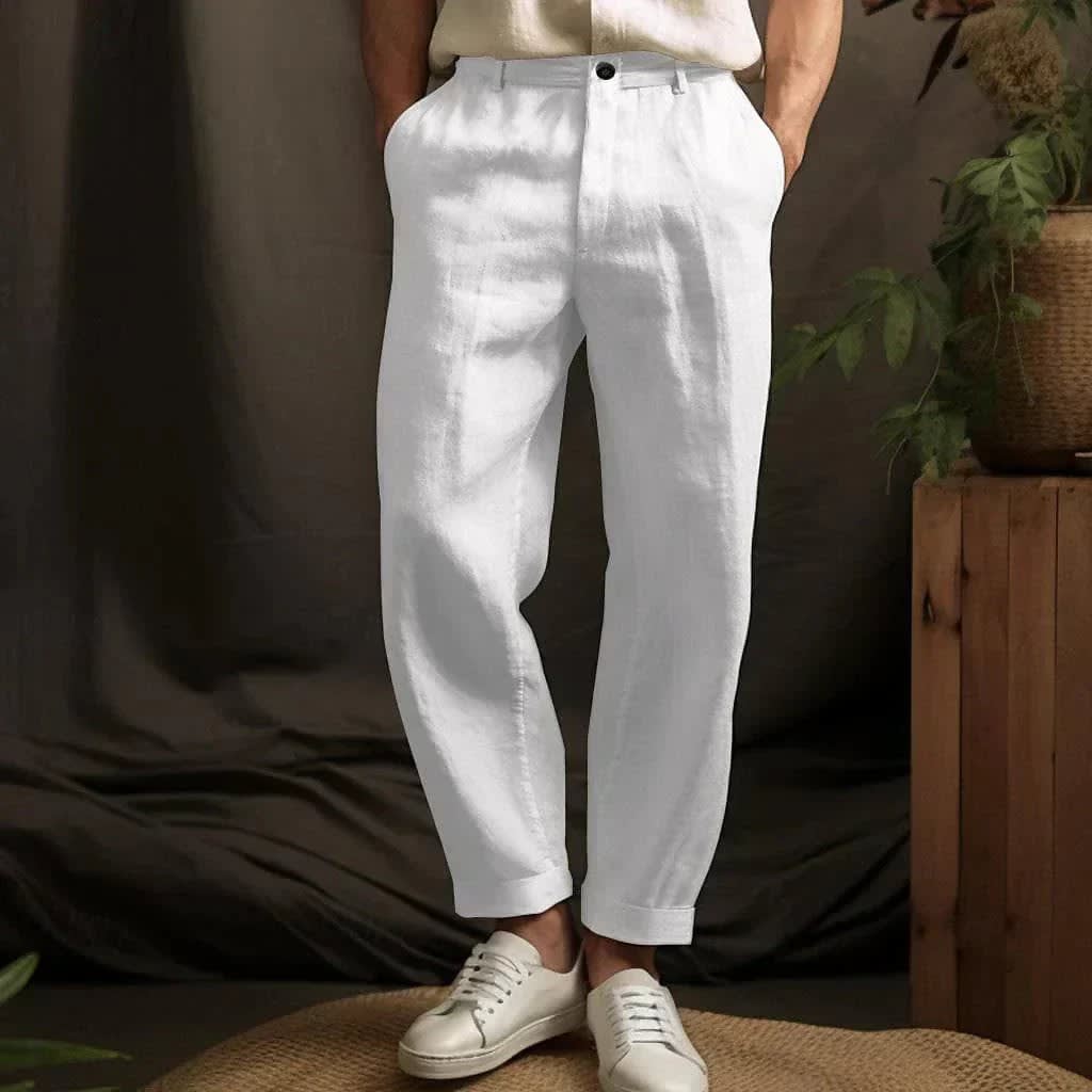 Herren Leinenhose Comfort Fit mit Umschlag | Fabian