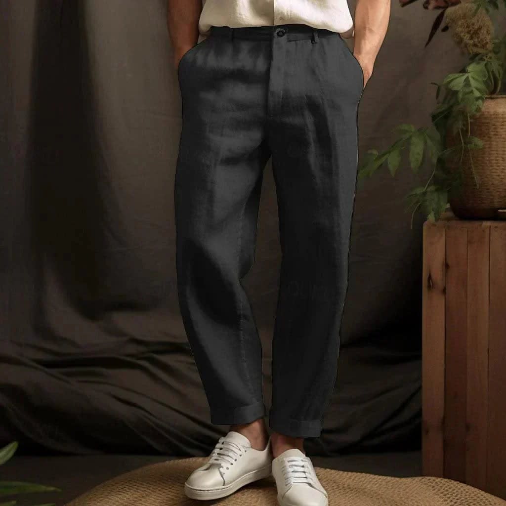 Herren Leinenhose Comfort Fit mit Umschlag | Fabian_3