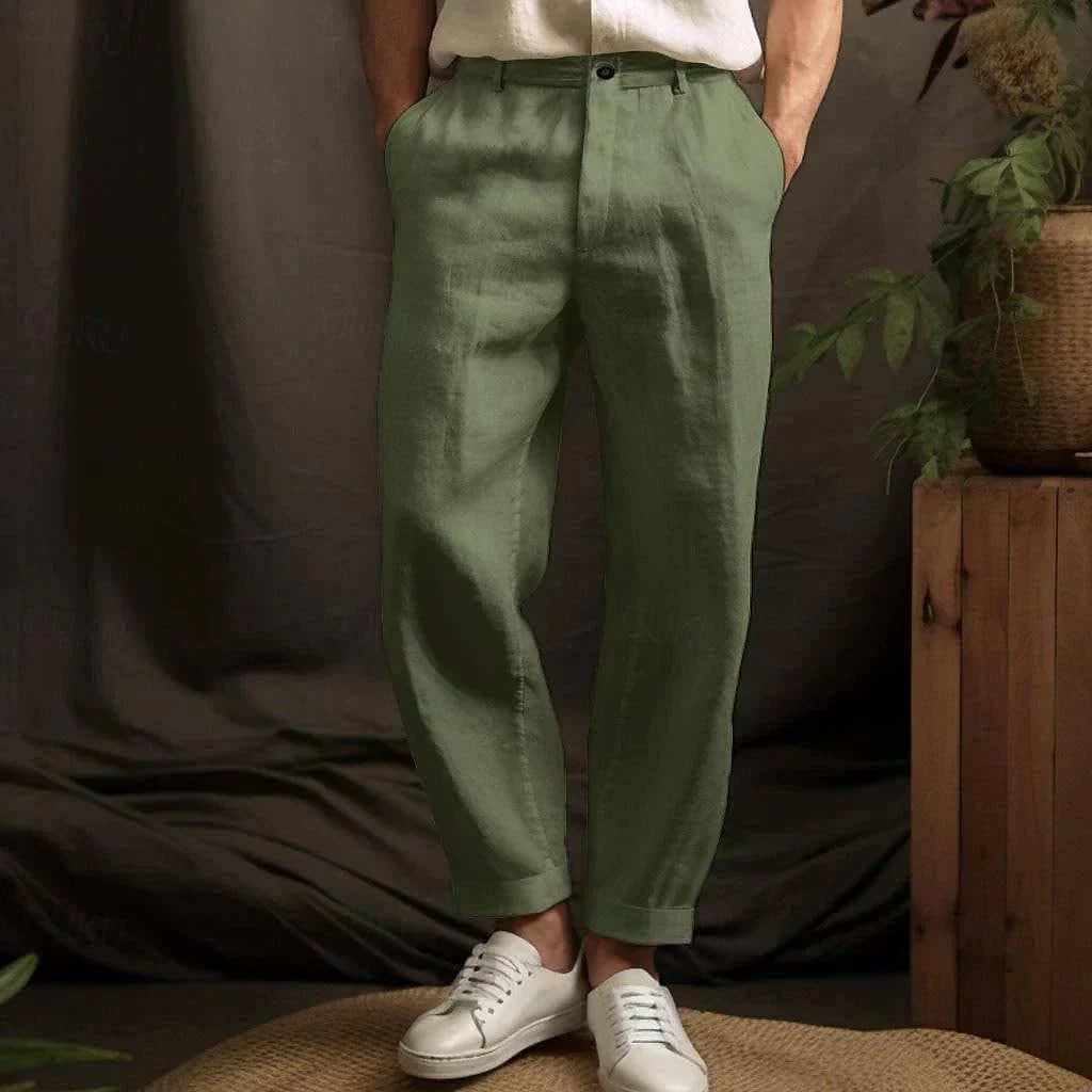 Herren Leinenhose Comfort Fit mit Umschlag | Fabian