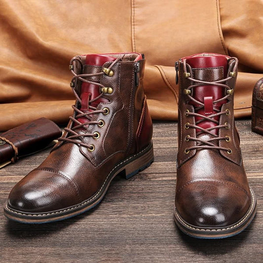 Herren Schnürstiefel aus Leder mit Reißverschluss | Stefan_1