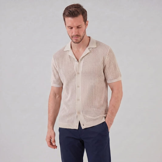 Herren Strickhemd mit Kubakragen | Florian_1