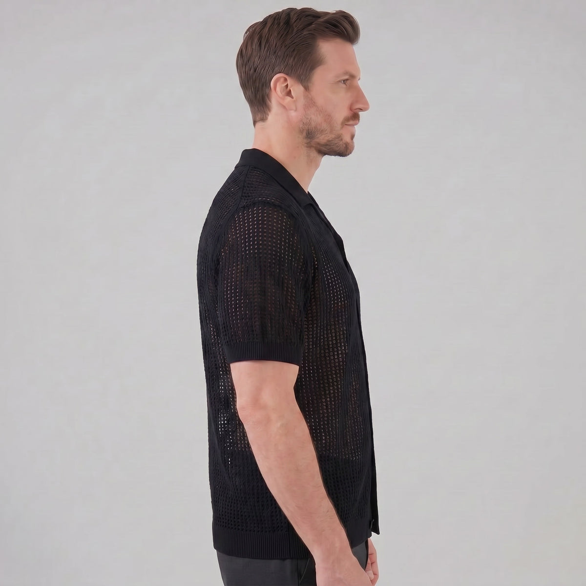 Herren Strickhemd mit Kubakragen | Florian_12