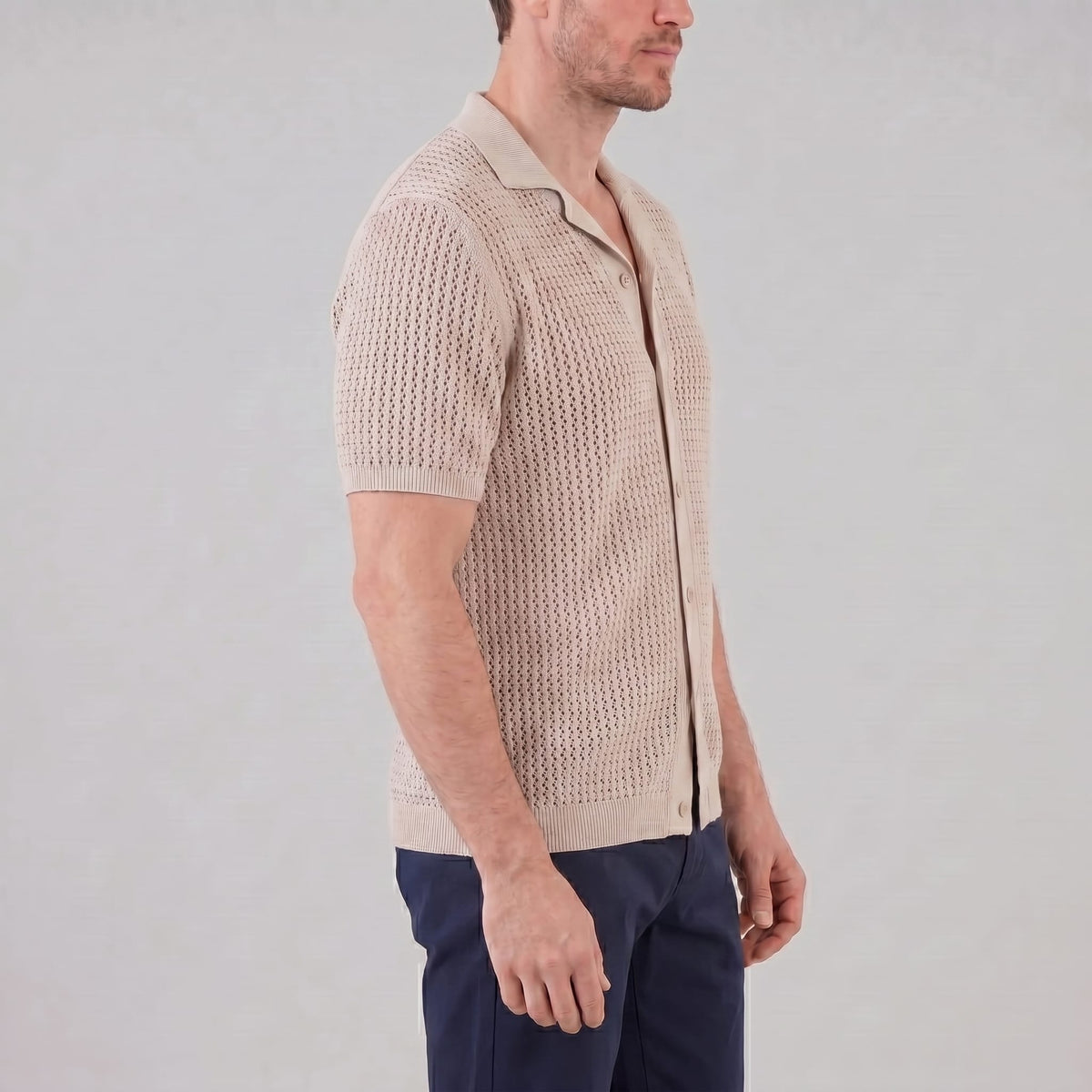 Herren Strickhemd mit Kubakragen | Florian