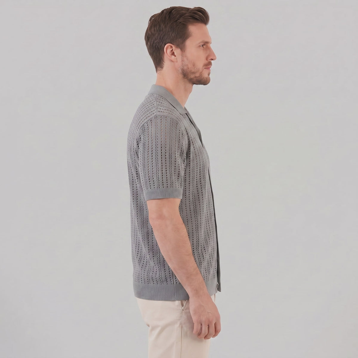 Herren Strickhemd mit Kubakragen | Florian