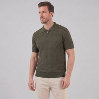 Herren Strickpoloshirt mit Reißverschluss Rautenmuster | Leo