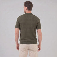 Herren Strickpoloshirt mit Reißverschluss Rautenmuster | Leo