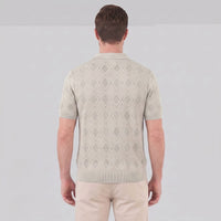 Herren Strickpoloshirt mit Reißverschluss Rautenmuster | Leo