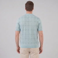 Herren Strickpoloshirt mit Reißverschluss Rautenmuster | Leo