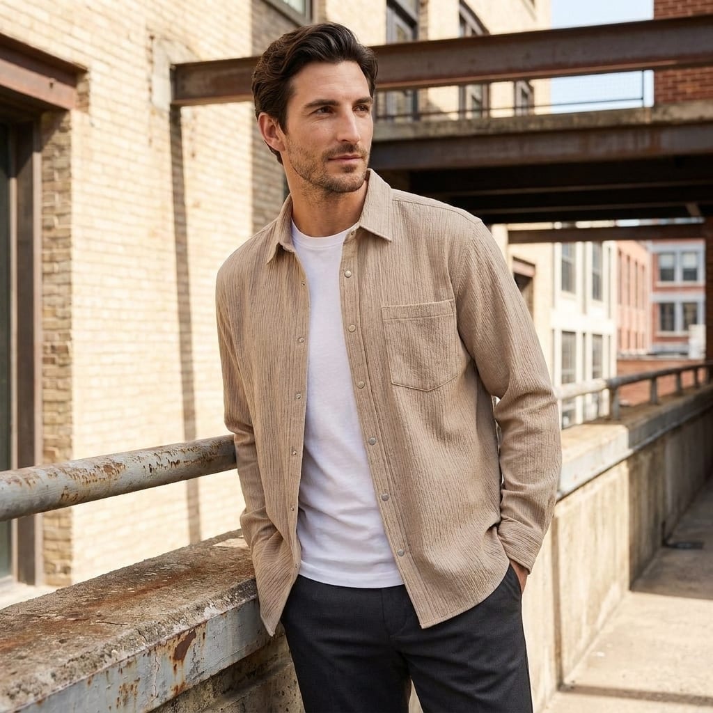 Herren Hemdjacke in Cord-Optik mit Druckknöpfen | Claas